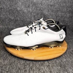 FootJoy DNA 53437 Men's White &‎ Navy Leather Soft Spike Golf Shoes Size 9